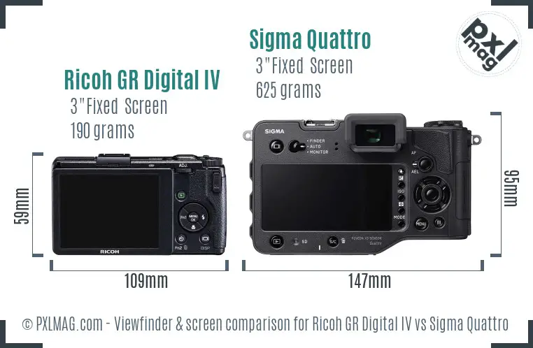 Ricoh GR Digital IV vs Sigma Quattro Screen and Viewfinder comparison
