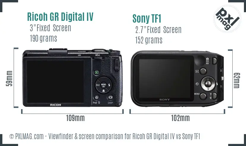 Ricoh GR Digital IV vs Sony TF1 Screen and Viewfinder comparison