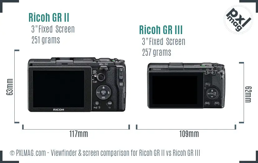 Ricoh GR II vs Ricoh GR III Screen and Viewfinder comparison
