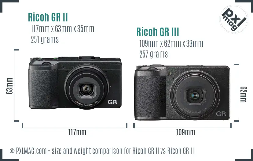 Ricoh GR II vs Ricoh GR III size comparison