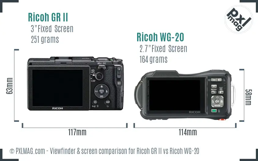 Ricoh GR II vs Ricoh WG-20 Screen and Viewfinder comparison