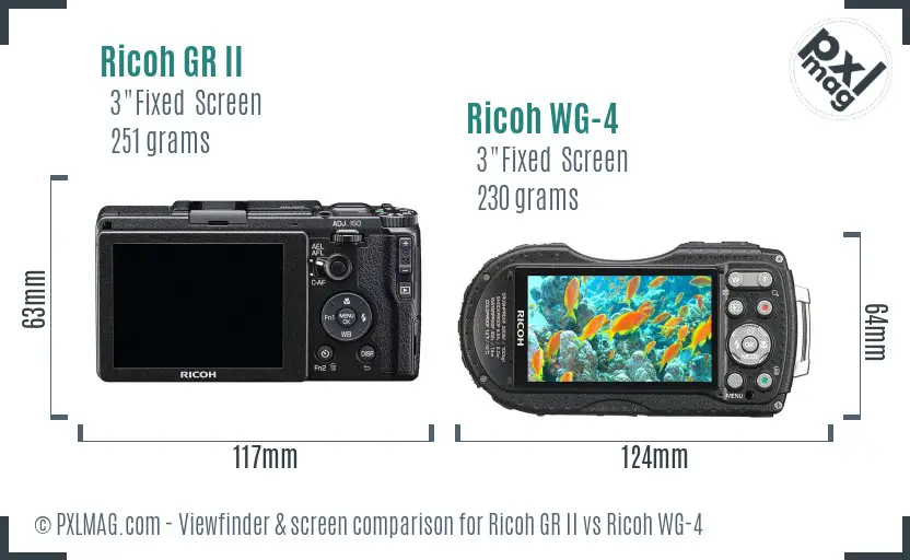 Ricoh GR II vs Ricoh WG-4 Screen and Viewfinder comparison