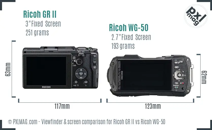 Ricoh GR II vs Ricoh WG-50 Screen and Viewfinder comparison