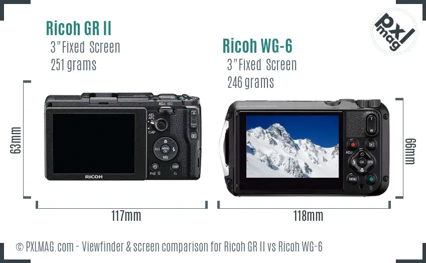 Ricoh GR II vs Ricoh WG-6 Screen and Viewfinder comparison
