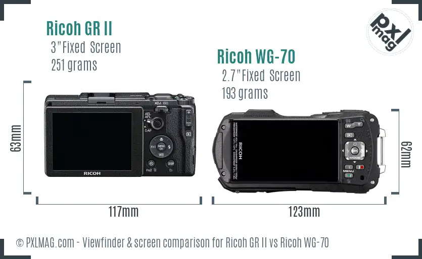 Ricoh GR II vs Ricoh WG-70 Screen and Viewfinder comparison