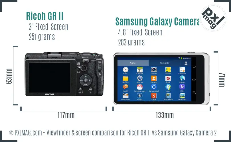 Ricoh GR II vs Samsung Galaxy Camera 2 Screen and Viewfinder comparison