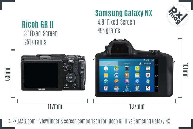 Ricoh GR II vs Samsung Galaxy NX Screen and Viewfinder comparison