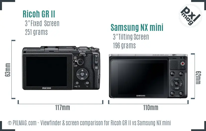 Ricoh GR II vs Samsung NX mini Screen and Viewfinder comparison