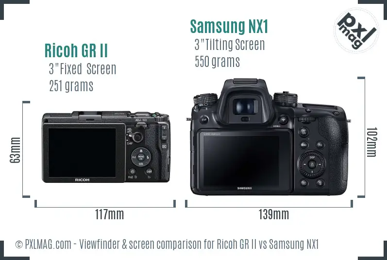 Ricoh GR II vs Samsung NX1 Screen and Viewfinder comparison