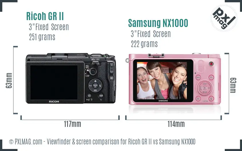 Ricoh GR II vs Samsung NX1000 Screen and Viewfinder comparison