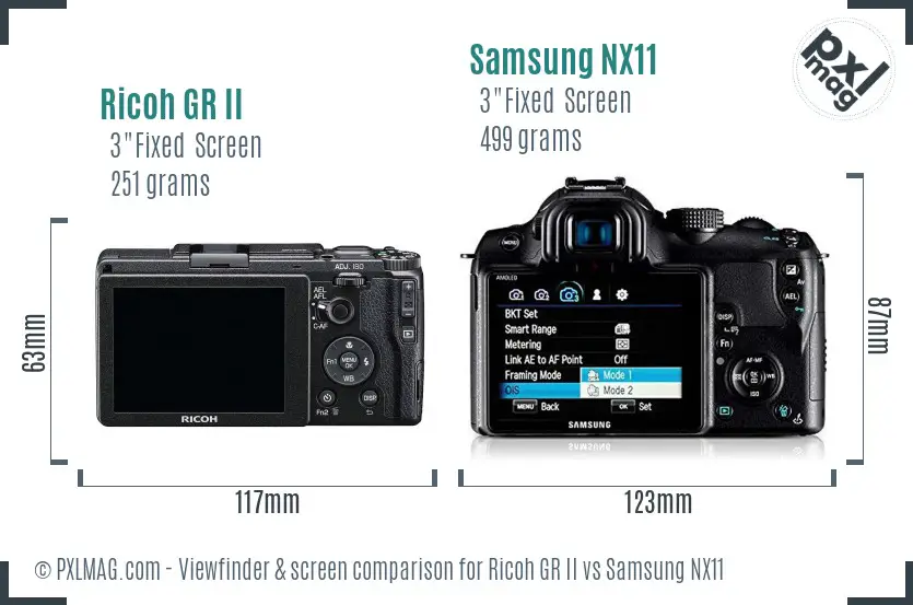 Ricoh GR II vs Samsung NX11 Screen and Viewfinder comparison
