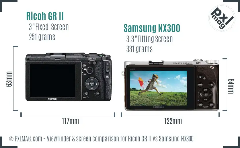 Ricoh GR II vs Samsung NX300 Screen and Viewfinder comparison