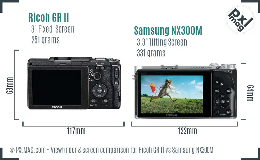 Ricoh GR II vs Samsung NX300M Screen and Viewfinder comparison