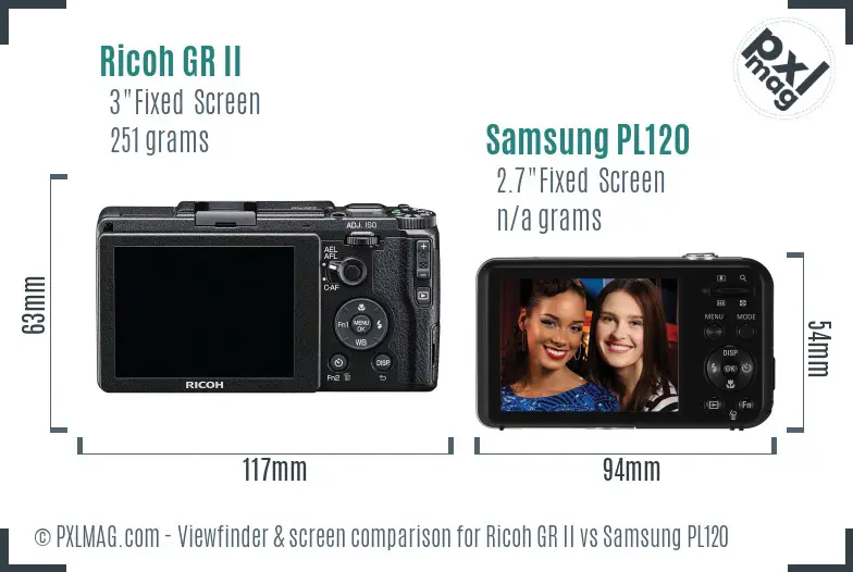 Ricoh GR II vs Samsung PL120 Screen and Viewfinder comparison