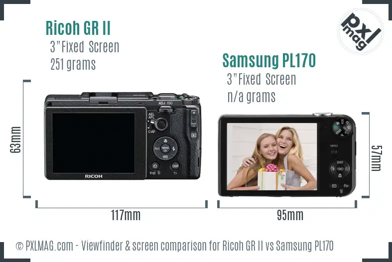 Ricoh GR II vs Samsung PL170 Screen and Viewfinder comparison