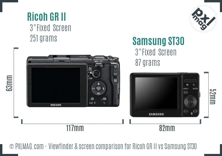Ricoh GR II vs Samsung ST30 Screen and Viewfinder comparison