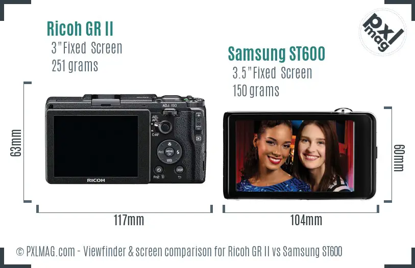 Ricoh GR II vs Samsung ST600 Screen and Viewfinder comparison