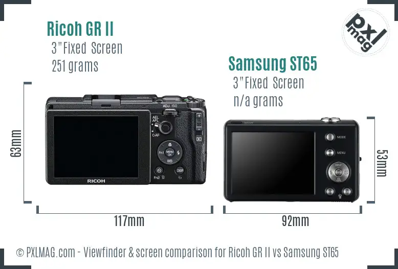 Ricoh GR II vs Samsung ST65 Screen and Viewfinder comparison