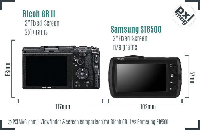 Ricoh GR II vs Samsung ST6500 Screen and Viewfinder comparison