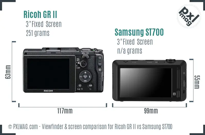 Ricoh GR II vs Samsung ST700 Screen and Viewfinder comparison