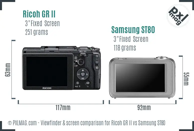 Ricoh GR II vs Samsung ST80 Screen and Viewfinder comparison
