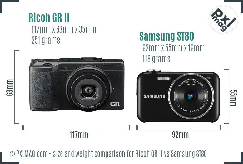 Ricoh GR II vs Samsung ST80 size comparison