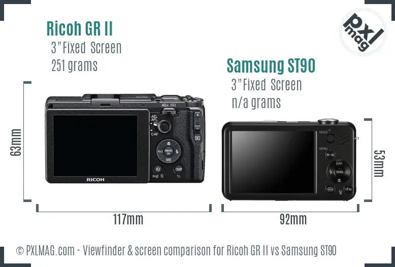 Ricoh GR II vs Samsung ST90 Screen and Viewfinder comparison