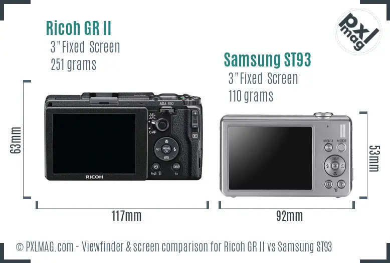 Ricoh GR II vs Samsung ST93 Screen and Viewfinder comparison Ricoh GR II vs Samsung ST93 Screen and Viewfinder comparison