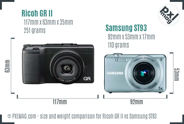 Ricoh GR II vs Samsung ST93 size comparison Ricoh GR II vs Samsung ST93 size comparison