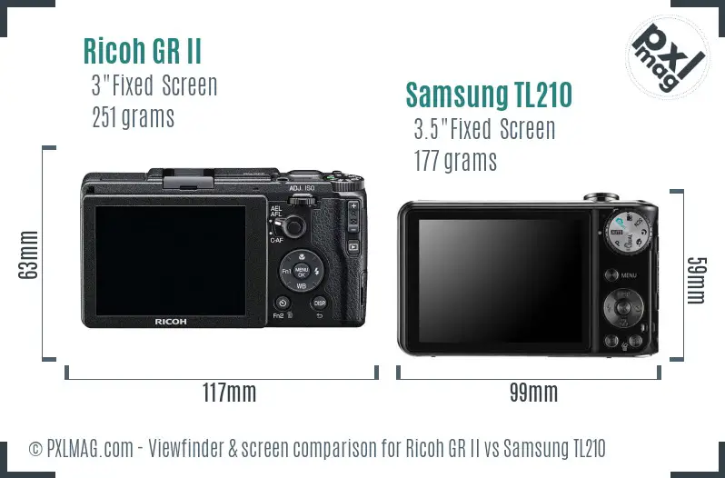 Ricoh GR II vs Samsung TL210 Screen and Viewfinder comparison