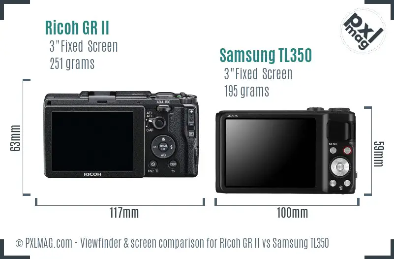 Ricoh GR II vs Samsung TL350 Screen and Viewfinder comparison