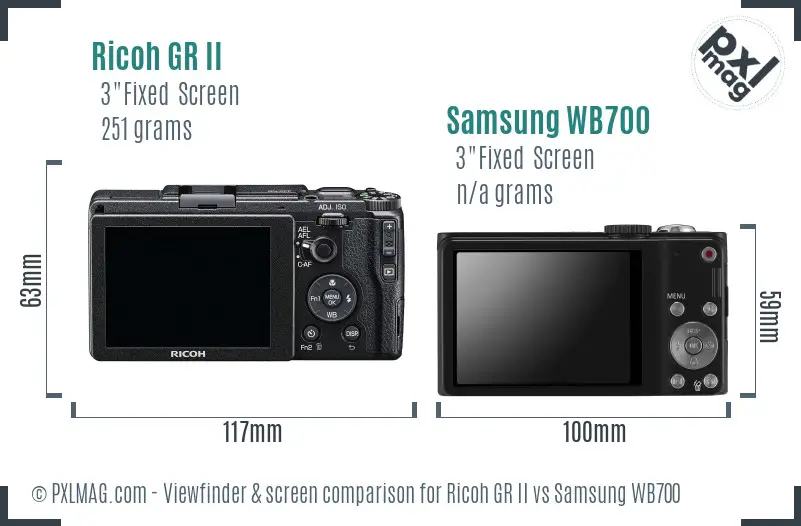 Ricoh GR II vs Samsung WB700 Screen and Viewfinder comparison