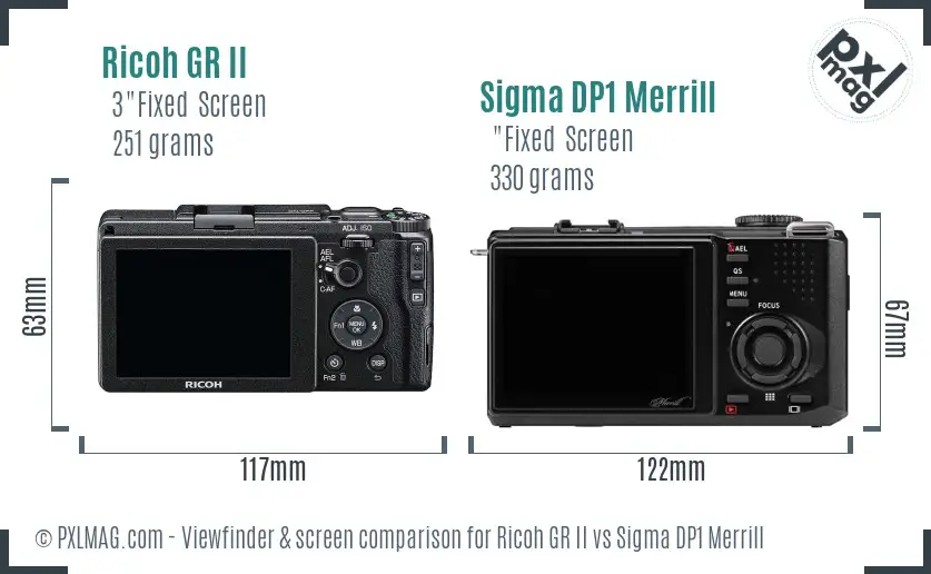 Ricoh GR II vs Sigma DP1 Merrill Screen and Viewfinder comparison