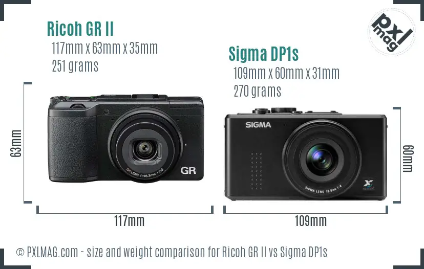 Ricoh GR II vs Sigma DP1s size comparison