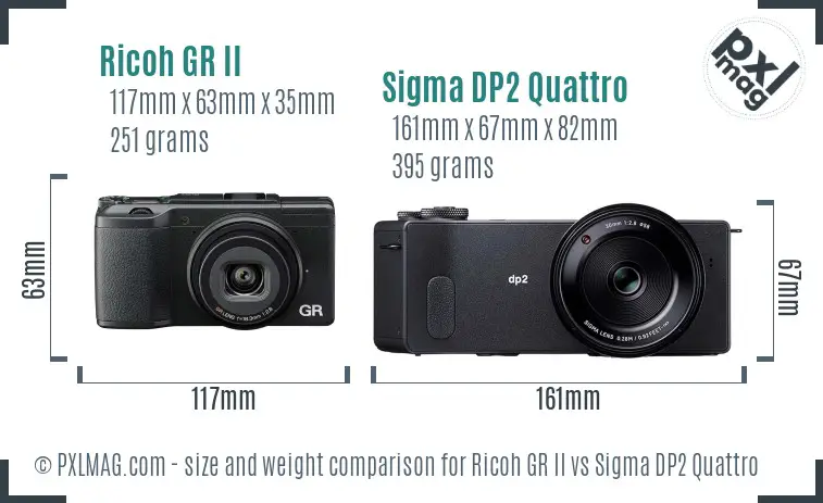 Ricoh GR II vs Sigma DP2 Quattro size comparison