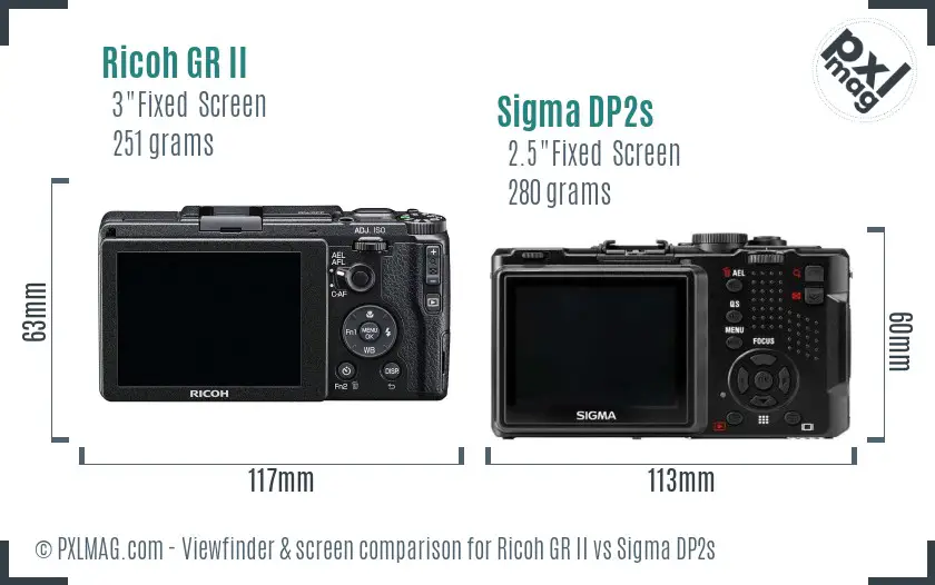 Ricoh GR II vs Sigma DP2s Screen and Viewfinder comparison