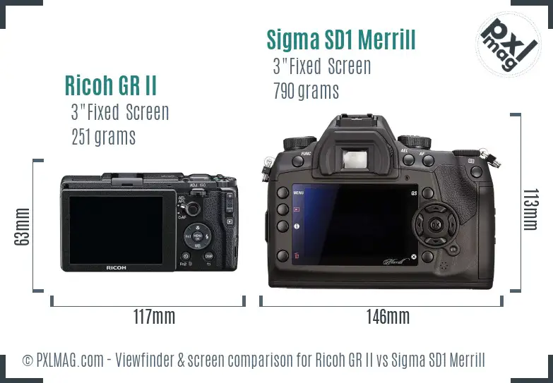 Ricoh GR II vs Sigma SD1 Merrill Screen and Viewfinder comparison
