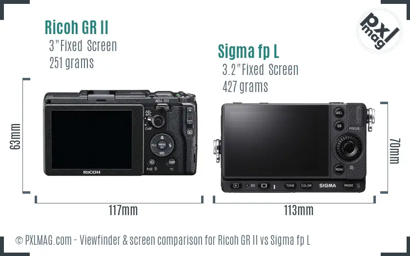 Ricoh GR II vs Sigma fp L Screen and Viewfinder comparison