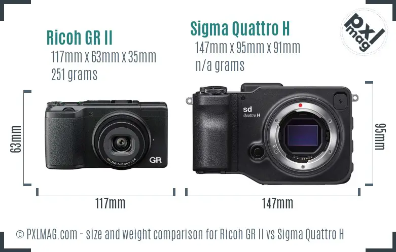 Ricoh GR II vs Sigma Quattro H size comparison