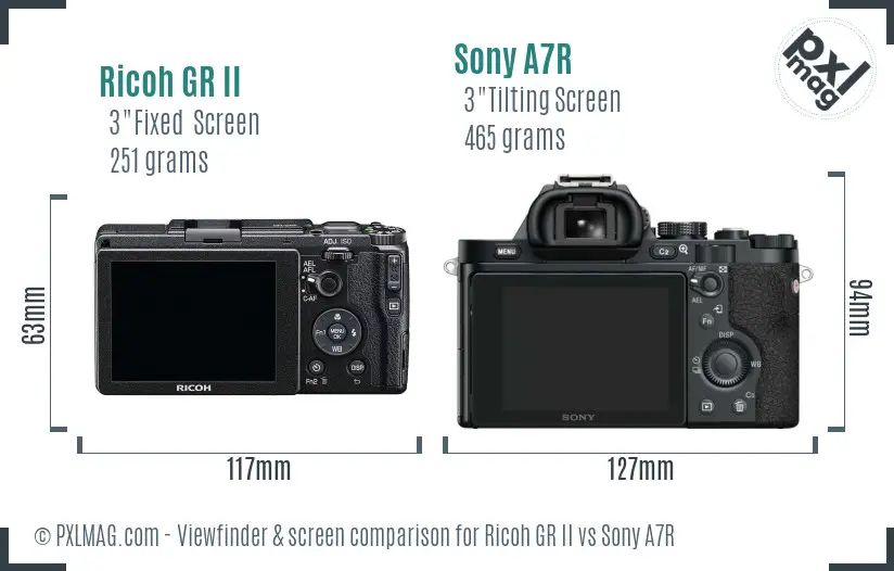 Ricoh GR II vs Sony A7R Screen and Viewfinder comparison