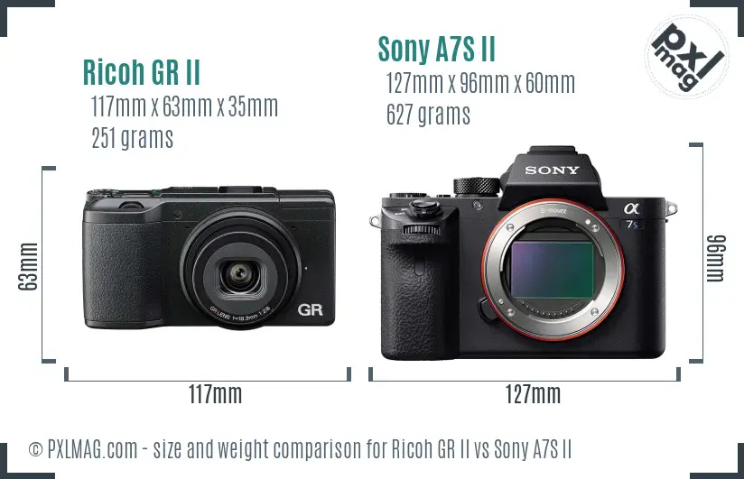 Ricoh GR II vs Sony A7S II size comparison