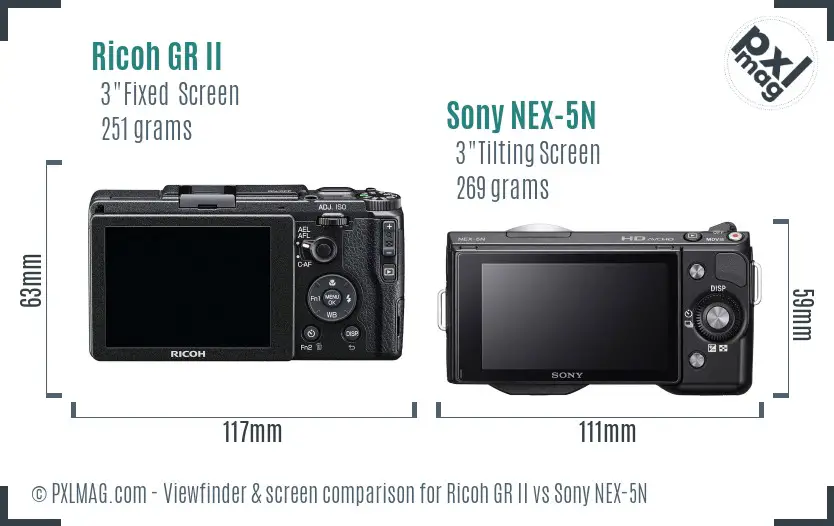 Ricoh GR II vs Sony NEX-5N Screen and Viewfinder comparison