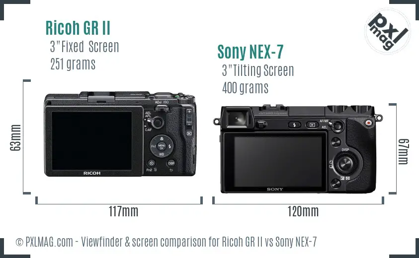 Ricoh GR II vs Sony NEX-7 Screen and Viewfinder comparison