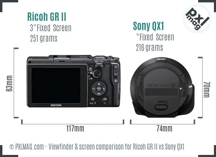 Ricoh GR II vs Sony QX1 Screen and Viewfinder comparison