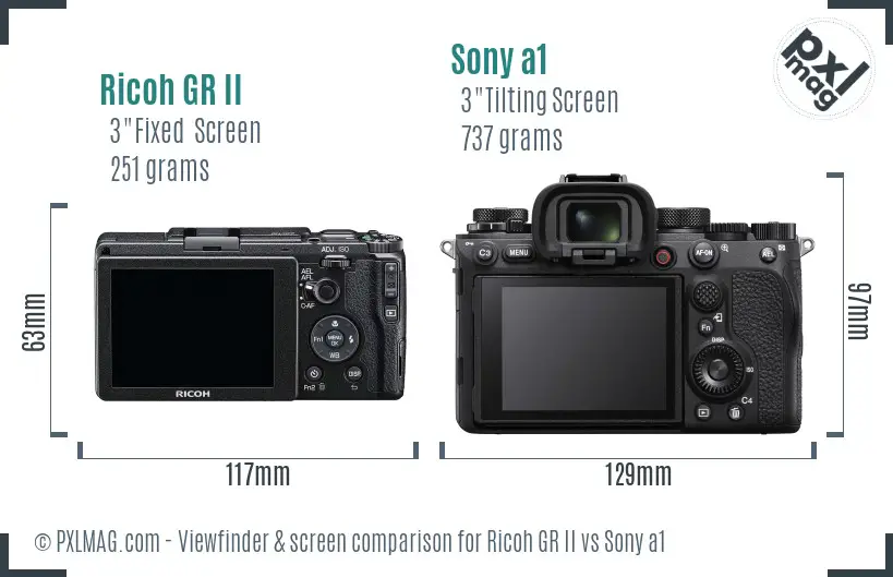 Ricoh GR II vs Sony a1 Screen and Viewfinder comparison