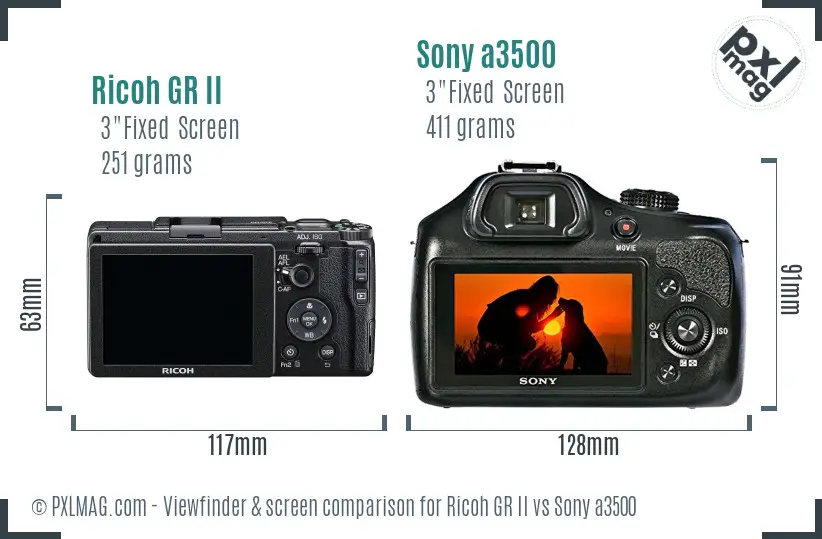 Ricoh GR II vs Sony a3500 Screen and Viewfinder comparison