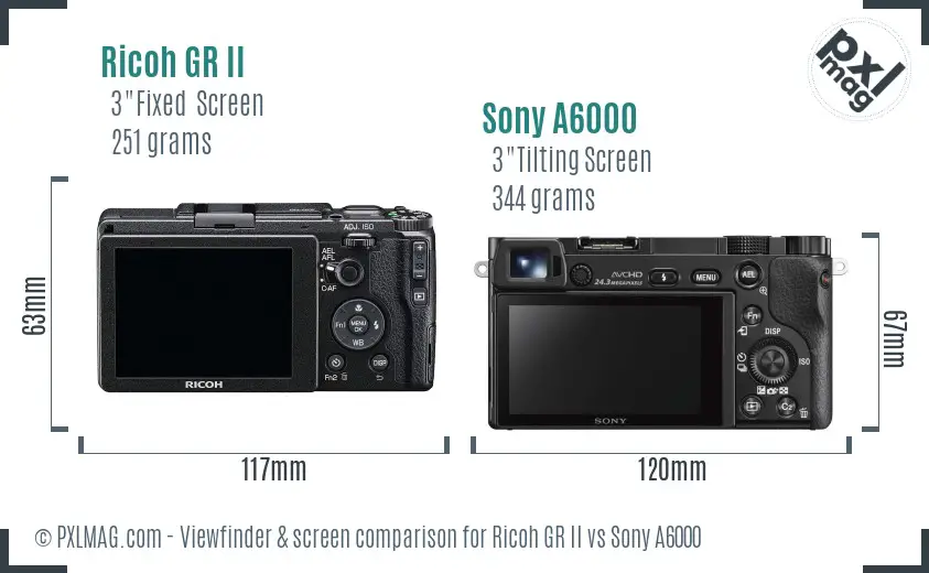 Ricoh GR II vs Sony A6000 Screen and Viewfinder comparison