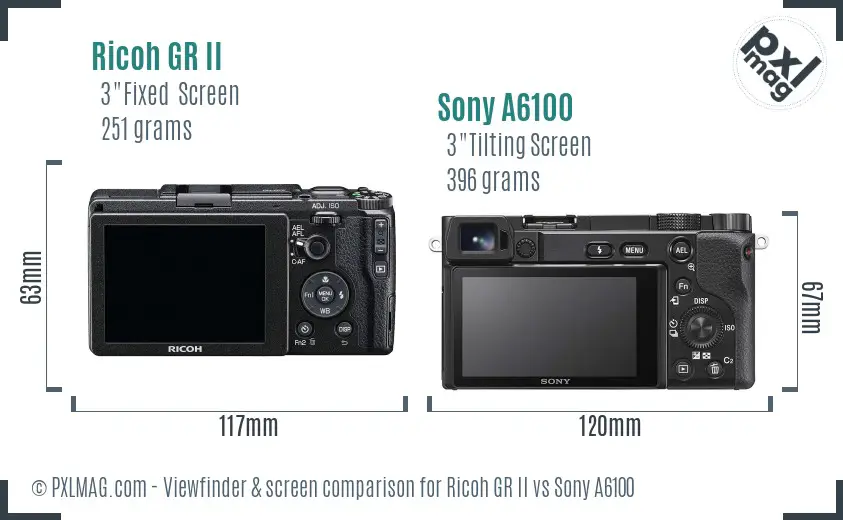 Ricoh GR II vs Sony A6100 Screen and Viewfinder comparison