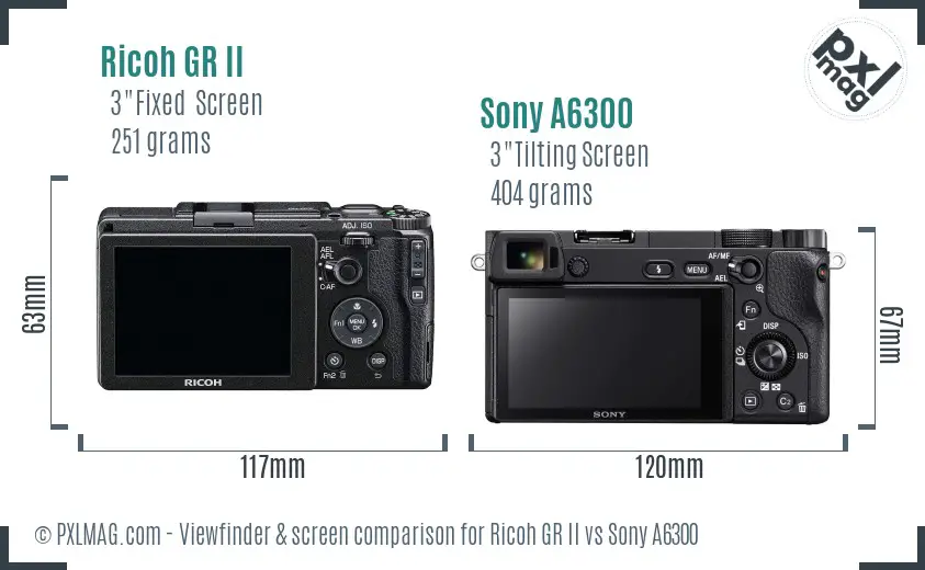 Ricoh GR II vs Sony A6300 Screen and Viewfinder comparison