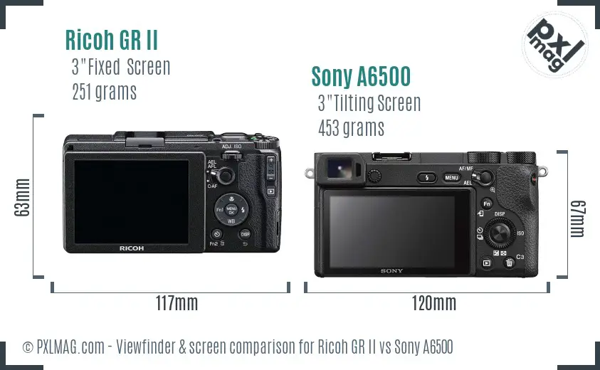 Ricoh GR II vs Sony A6500 Screen and Viewfinder comparison